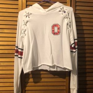 PINK Ohio state crop top hoodie